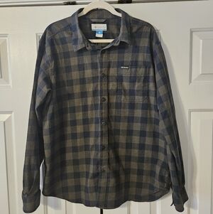 Columbia Men's XL Blue Brown Plaid Long Sleeve Button-Up Shirt